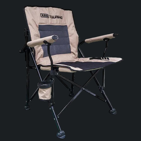 Camping chair with cup holder and footrest, ARB Touring branding