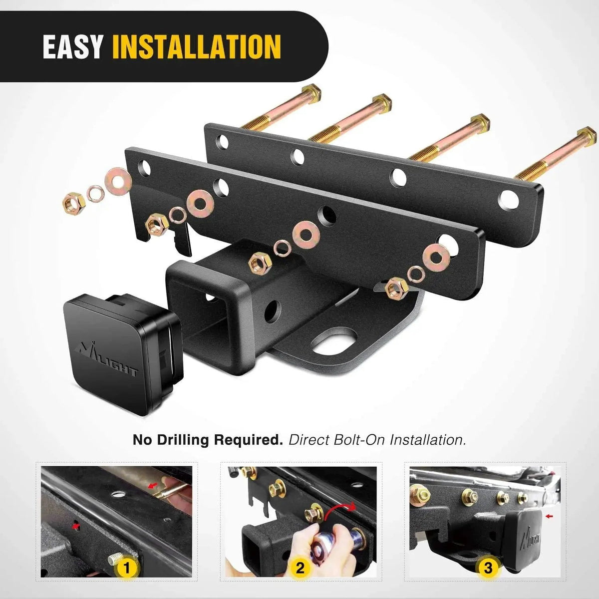 Nilight 2" inch Rear Bumper Tow Trailer Hitch Receiver Kit Jeep JK Nilight
