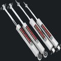 Set of four silver shock absorbers for offroad vehicles, suitable for Lebanon suspension upgrades