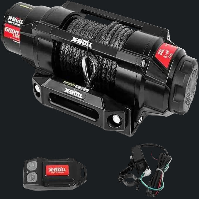 12V electric winch with synthetic rope, remote, and cable set for offroad vehicles in Lebanon
