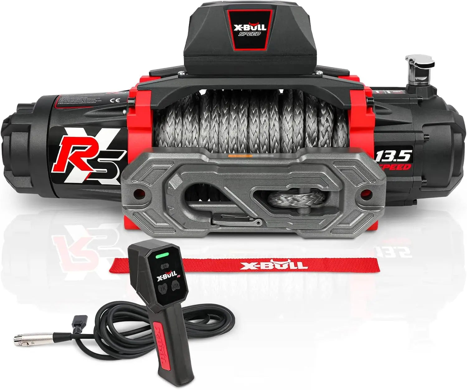 X-BULL Electric Winch XRS 13500 LBS 12V Synthetic Rope for Towing Truck Off Road with 2 in 1 Wireless Remote MBK4x4Parts