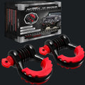 Two black and red Autmatch 3/4" shackles shown in front of their retail packaging box, with a small 'Isolator & Wahser Kit TWO PACK' badge in the bottom right corner.