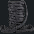 Heavy-duty black recovery rope for offroad vehicles in Lebanon, coiled and ready for use.