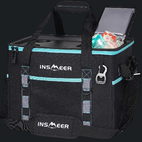 Black and teal cooler bag with 'INSAmeer' branding on a white background