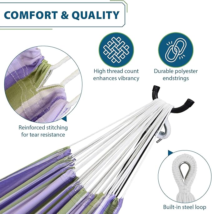 Vivere UHSDO9-37 Double Cotton Hammock - Tranquility Vivere