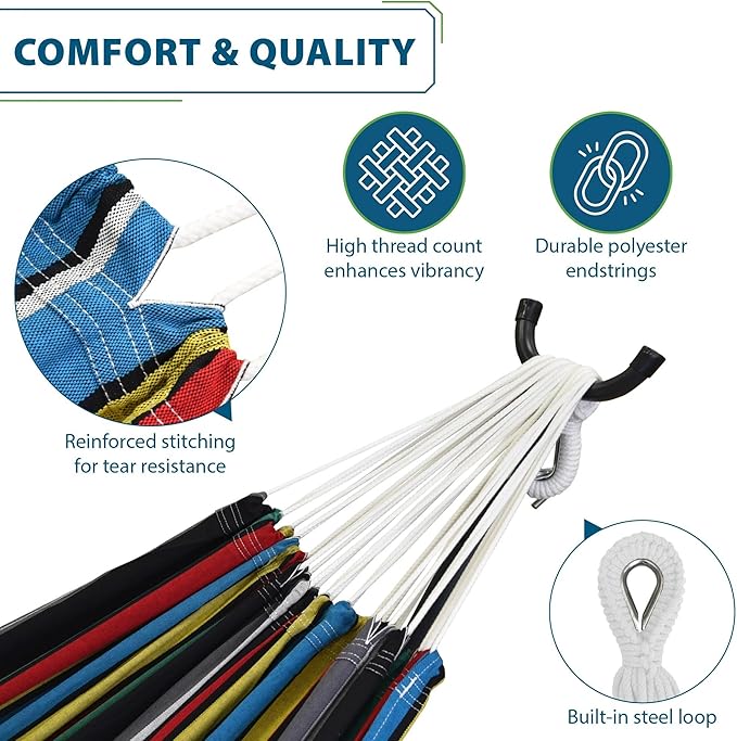 Vivere UHSDO9-27 Double Cotton Hammock - Rio Night Vivere
