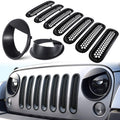 Front Grille Mesh Inserts & Headlight Cover for Jeep Wrangler JK E-Cowlboy