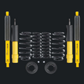 Set of shock absorbers and springs with Nitro-Fab branding on a white background