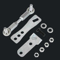 Mechanical parts including a metal rod, brackets, and nuts