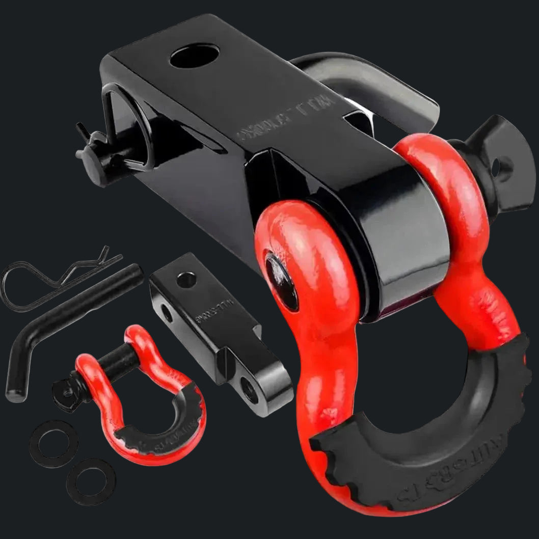 Heavy duty tow hitch receiver with red shackle for off-road vehicles in Lebanon